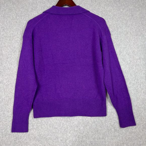 J. Crew Purple Collared V Neck Crop Sweater in Supersoft Yarn Size XS - Picture 5 of 7